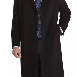 Men's Classic Black Overcoat - Tailored Formal Coat